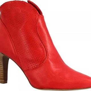 Leonardo Shoes Kotníkové kozačky N129 ROGUE ROSSO Červená