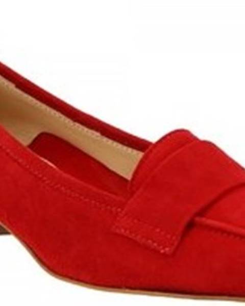 Červené mokasíny Leonardo Shoes