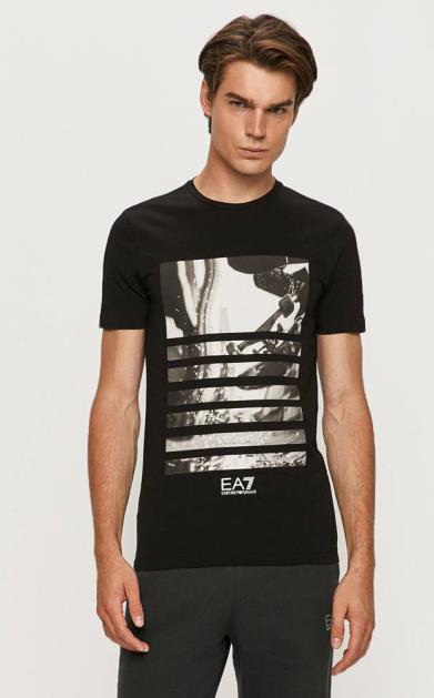 Černé tričko EA7 Emporio Armani